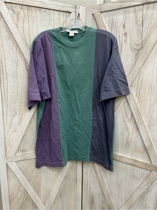Geoffrey Beene Other - Geoffrey Beene Vertical Colorblock Crewneck T-Shirt — Green, Purple & Blue